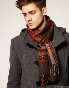 brown scarf and men